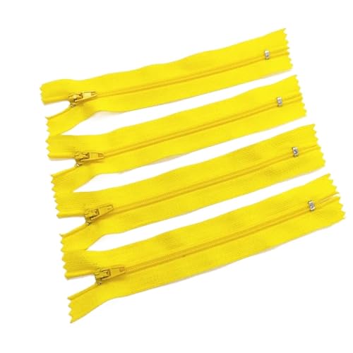 AMENGJ Zips for Sewing 5 Stück 3# 7,5–60 cm (3 Zoll–24 Zoll) Nylon-Spiralreißverschlüsse, geeignet for Kleidung (20 Farben)(Yellow,40CM_5PCS) von AMENGJ