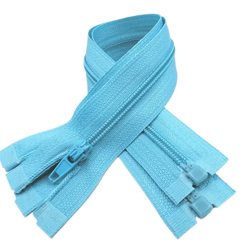 AMENGJ Zips for Sewing 5 Stück 3# Nylon-Reißverschluss mit offenem Ende, 20–60 cm, geeignet for den Nähprozess von Kleidungsstücken (20 Farben).(Lake Blue,50CM_5PCS) von AMENGJ