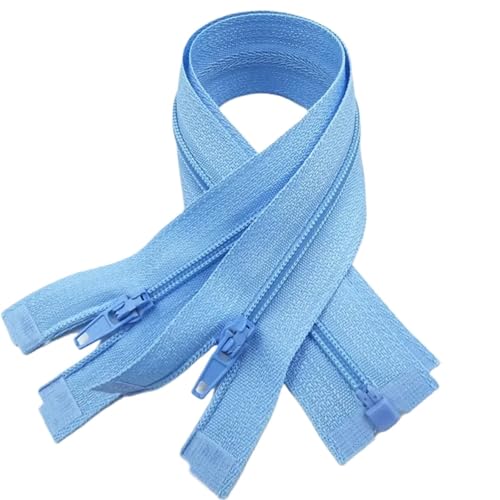 AMENGJ Zips for Sewing 5 Stück 3# Nylon-Reißverschluss mit offenem Ende, 20–60 cm, geeignet for den Nähprozess von Kleidungsstücken (20 Farben).(Light Blue,25CM_5PCS) von AMENGJ