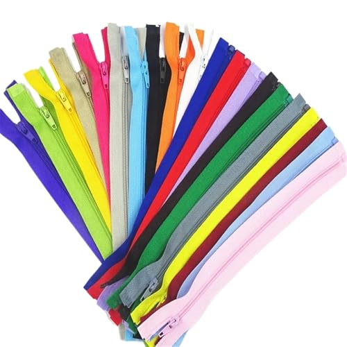 AMENGJ Zips for Sewing Prozess des Nähens von Kleidungsstücken mit diesen 5 Stück 3# Nylon-Reißverschlüssen – erhältlich in 20 Farben(Mix,20CM_5PCS) von AMENGJ