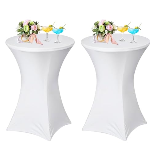 AMFUN 2 Stück Cocktail-Tischdecke, Stehtisch Hussen, Quadrat Ecken Stehtischhussen für Bar, Hochzeit, Cocktail-Party, Bankett, Stretch von AMFUN