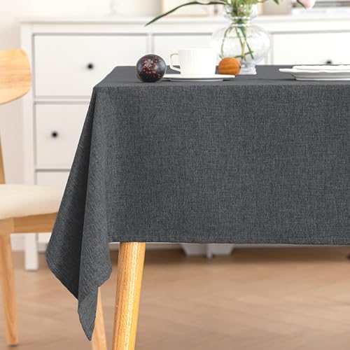 AMFUN Leinendeckeoptik Tischdecke, Tischdecke Abwaschbar, Grau Tischdecken 200x137cm, Abwischbare Tischtuch für Wohnzimmer, Esszimmer, Balkon, Garten von AMFUN