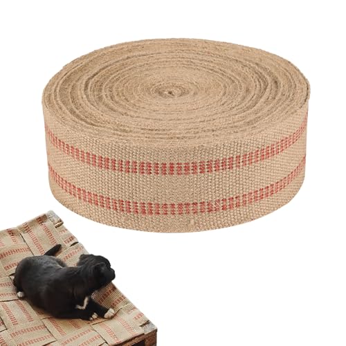 AMGSH Jute-Gurtband, 8,9 cm, 30 m Rolle, natürliche Jute, mit roter Naht, für Polsterung, Handwerk, Stühle von AMGSH