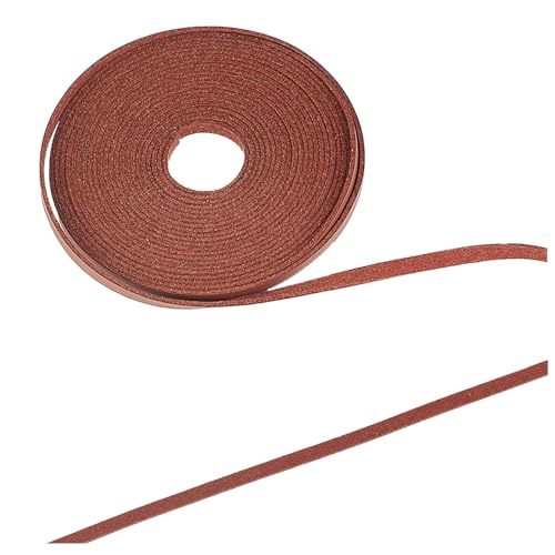 AMIJOUX 5mm Flaches Lederband, 5 Yards Lederschnur Zur Schmuckherstellung, Naturleder Schnürsenkel Streifen Kordel Flechtschnur Hellbraun Für Schnürsenkel von AMIJOUX