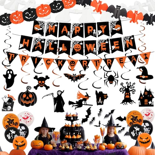 AMLOOPH Halloween Deko - Halloween Girlande, Halloween Banner & Hängedeko - Halloween Deko Indoor - Halloween Party Deko - Halloween Deko Kinder - Halloween Decorations (Halloween 3D Fledermaus Set) von AMLOOPH