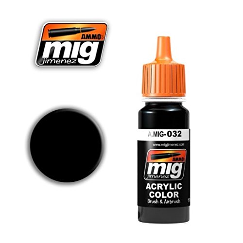 Mig Jimenez A.MIG-0032 Ammo Satinschwarze Acrylfarben (17 ml), mehrfarbig von Mig Jimenez