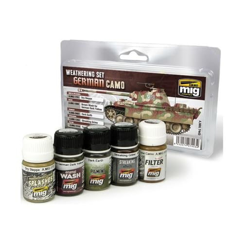 AMMO A.MIG-7443 Modellfarben-Set, Mehrfarbig, M - Militär Weathering Set, 4 wetterfeste Emaille-Gläser mit je 01 Pigment, 6 - 12 Jahre, Modellbau-Zubehör von AMMO