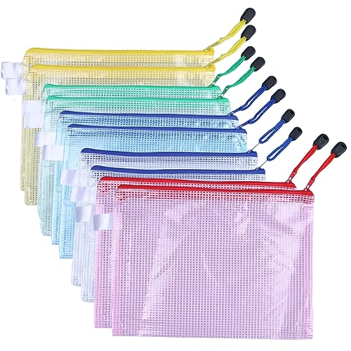 AMO HERMOSO 10 Stück Reißverschlussbeutel A5, Wasserdichter Zipperbeutel Reise Mesh Zip Bag, PVC-Material, 5 Farben, von AMO HERMOSO