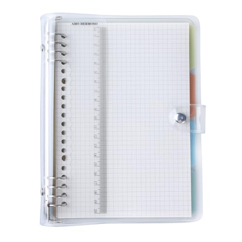 AMO HERMOSO A5 Spiralblock Kariert mit Register Trennblatt, 4 Subject Notebook, Spiral Notizbuch A5 Ringbuch, Transparentem Cover, 120 Seiten (A5) von AMO HERMOSO