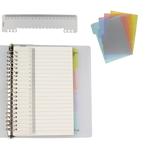 AMO HERMOSO A5 Spiralblock liniert mit Register, Notizblock mit Lineal, Notizbuch mit Register, 4 Subjects Notebook, 80gsm, 60 Blatt, 120 Seiten (liniert) von AMO HERMOSO