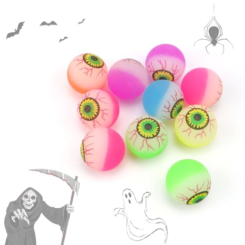 AMONENZ Halloween Augäpfel 10 Stück Horror Szenen Ornament, Bunt Halloween Deko, Hüpfball, Lustige Dekorationen, für Horror Mottopartys (Zufällige Farben) von AMONENZ