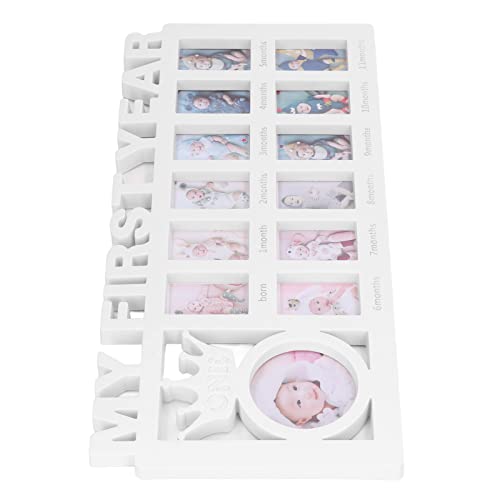 AMONIDA Neugeborenen-Fotorahmen-Kit, Rekord-Fotorahmen Baby Monatliches Wachstum Langlebig 12 Rahmen (Weiss) von AMONIDA