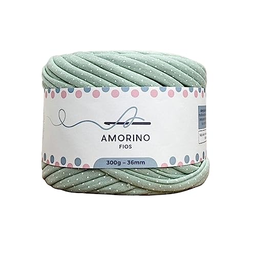 AMORINO FIOS Premium 3,6 mm T-Shirt-Garn, sehr weiches Häkelgarn, Tupfen (Farbe: Matcha), Häkelgarn mit perfekter Elastizität und Weichheit, Garn zum Basteln, knotenloses Baumwollgarn, T-Shirt-Garn. von AMORINO FIOS