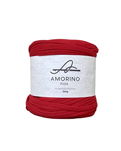 AMORINO FIOS T-Shirt-Garn Premium – Häkeln und Stricken, einfaches Häkeln für Anfänger, dick 3,6 cm, T-Shirt-Garn zum Basteln, Polyester-Garn, knotenlos, Makramee-T-Shirt-Garn (Karminrot). von AMORINO FIOS