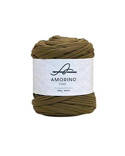 AMORINO FIOS T-Shirt-Garn Premium – Häkeln und Stricken, einfaches Häkeln für Anfänger, dick 3,6 cm, T-Shirt-Garn zum Basteln, Polyester-Garn, knotenlos, Makramee-T-Shirt-Garn (Militärgrün) von AMORINO FIOS