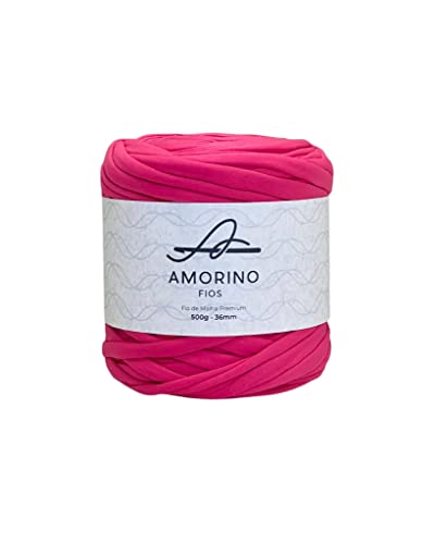 AMORINO FIOS T-Shirt-Garn Premium – Häkeln und Stricken, einfaches Häkeln für Anfänger, dick 3,6 cm, T-Shirt-Garn zum Basteln, Polyester-Garn, knotenlos, Makramee-T-Shirt-Garn (Rosa). von AMORINO FIOS