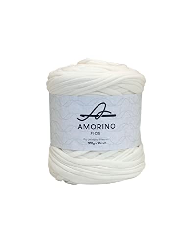 AMORINO FIOS T-Shirt-Garn Premium – Häkeln & Stricken, einfaches Häkeln für Anfänger, dick 3,6 cm, T-Shirt-Garn zum Basteln, Polyester-Garn, knotenlos, Makramee-T-Shirt-Garn (gebrochenes Weiß). von AMORINO FIOS