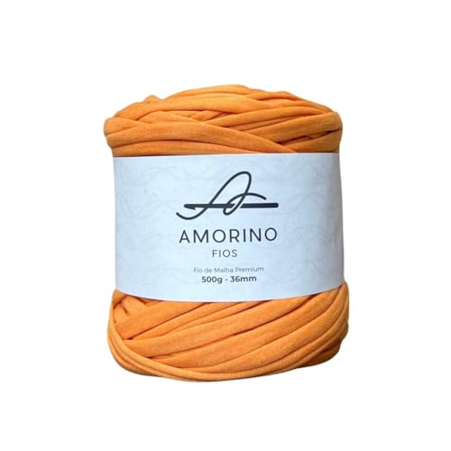 AMORINO FIOS T-Shirt-Garn Premium – Häkeln und Stricken, einfaches Häkeln für Anfänger, dick 3,6 cm, T-Shirt-Garn zum Basteln, Polyestergarn, knotenlos, Makramee-T-Shirt-Garn (Farbe: Mandarine). von AMORINO FIOS