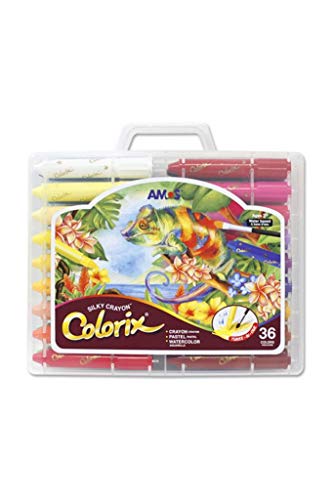 Colorix 36er Silky Crayon Drei-in-1 (Mums-Pastell) Farbe 36 Farben von AMOS