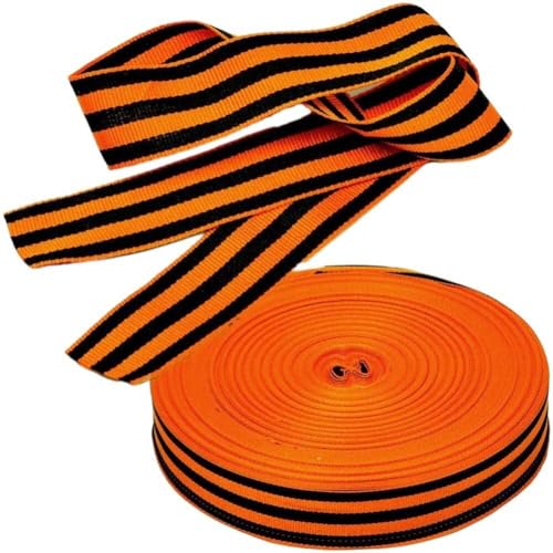 AMOYER 100 Meter Orange Schwarz Gestreifte Grosgrain Ribbon Dekorative Wickelband Für DIY -handwerks Heimdekoration von AMOYER