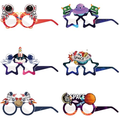 AMOYER Astronauten-Mottoparty, Papierbrille, Weltraumparty, Lustige Dekorative Farbbrille, Partydekoration Für Kinder, Jungen von AMOYER