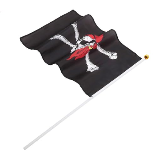 AMOYER Piraten-Flagge 2pcs Halloween-Party-schädel-Knochen-flaggen Kreative Polyester Pole Hauptdekoration 30x45cm von AMOYER