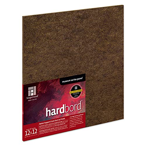 Ampersand Art Supply HB122 Hartfaserplatte für Holzmalerei: Museum Series Hardbord, Holz, Acryl, 1/8" Flachprofil, 12"x12" von AMPERSAND ART SUPPLY