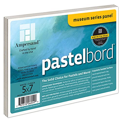 Ampersand Art Supply PBW05 Pastellmalerei-Panel: Museum Series Pastelbord, Papier, Acryl, Weiß – 0,3 cm Tiefe, 5" x 7" of 3, 3 stück von AMPERSAND ART SUPPLY