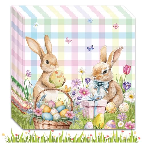 AMSNINK 40 Servietten Ostern Niedlicher Hase mit Karotte als Tischdeko von AMSNINK