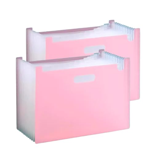 Akkordeon-Organisationsmappe, erweiterbar 2-teiliger Aktenordner mit 13 Fächern, erweiterbarer Dokumentenordner, tragbare, selbststehende A4-Akkordeon-Dokumentenablagebox/Blau(Pink) von AMZBNEIDI