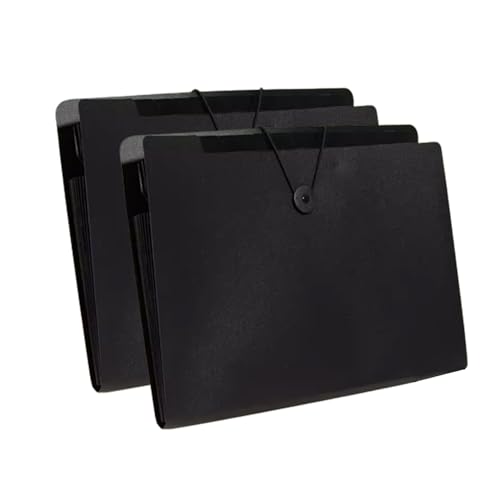 Akkordeon-Organisationsmappe, erweiterbar 2er-Pack Aktenordner, A4-Akkordeon-Dokumentenpapier-Organizer, erweiterbare Ordner mit 8 Fächern/Schwarz(Black) von AMZBNEIDI