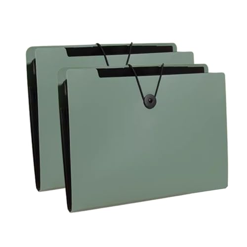 Akkordeon-Organisationsmappe, erweiterbar 2er-Pack Aktenordner, A4-Akkordeon-Dokumentenpapier-Organizer, erweiterbare Ordner mit 8 Fächern/Schwarz(Green) von AMZBNEIDI