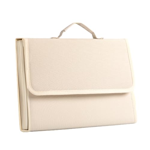 Akkordeon-Organisationsmappe, erweiterbar A4-Datei-Organizer, Ordner mit Griff, tragbare Datei-Wallet-Aufbewahrung for Home School Office/Blau(Beige) von AMZBNEIDI