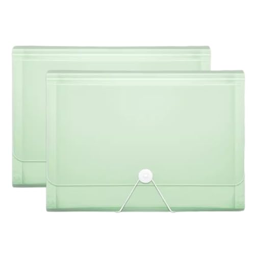 Akkordeon-Organisationsmappe, erweiterbar Fächermappe, 2 Stück A4 Akkordeon-Dokumententasche Organizer Brieftaschen Aktenordner 13 Taschen mit Schnallenverschluss/Blau(Green) von AMZBNEIDI