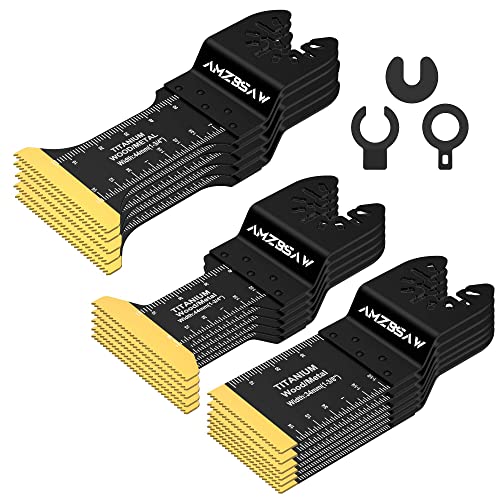 AMZBSAW Oszillierende Titan-Sägeblätter, Metallschneiden, Universal-Multitool-Klingen für Metallnägel, hartes Material und Holzkunststoff, Multi-Tool-Klingen, passend für Dewalt, Bosch, Worx, von AMZBSAW