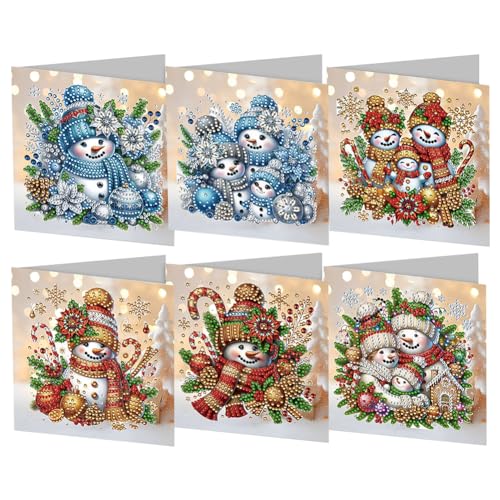 AMZLORD DIY Diamond Painting Grußkarten Diamant Painting Weihnachten Karten Weihnachtskarten Set mit Umschlag Strass Handwerk Grußkarte für Erwachsene, Urlaub, Freunde, Familie von AMZLORD