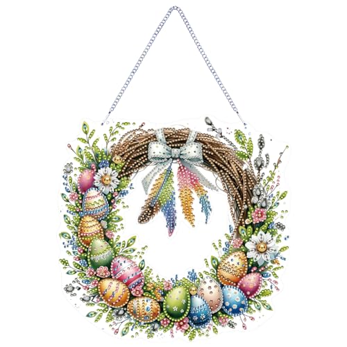 AMZLORD Einseitiger Osterkranz, niedlicher Diamant-Kunst-Hängeanhänger, Wanddekoration (Huhn) von AMZLORD