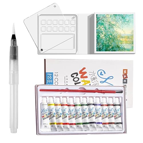 AMZLORD Tragbares Mini-Aquarellpaletten-Set for Maler, Künstler, Studenten mit Aquarell-Skizzenbuch, Wasserfarben, Reiseset, Acryl-Gitter-Farbkasten von AMZLORD