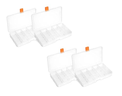 NEU AMZoutdoor® 4 Stück Mini Aufbewahrungsboxen mit 15 Fächern einstellbar | Sortierbox | Sortimentbox | Perlenbox | Schraubenbox | Kleinteilebox (b: 4 Stück) von AMZoutdoor