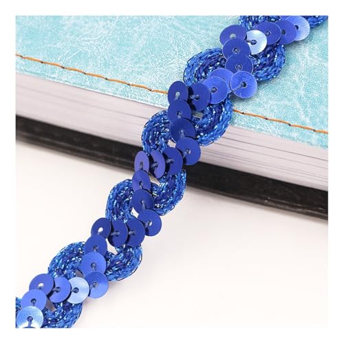 AMateschitz 1.5cm Glitzer Pailletten Spitzenband Pailletten Bänder Bunte Paillette Trim Paillettenband Glitzer Geflochten Bortenband für DIY Basteln Nähen Kostüme Kleid Schmuck Dunkelblau 25 Meter von AMateschitz