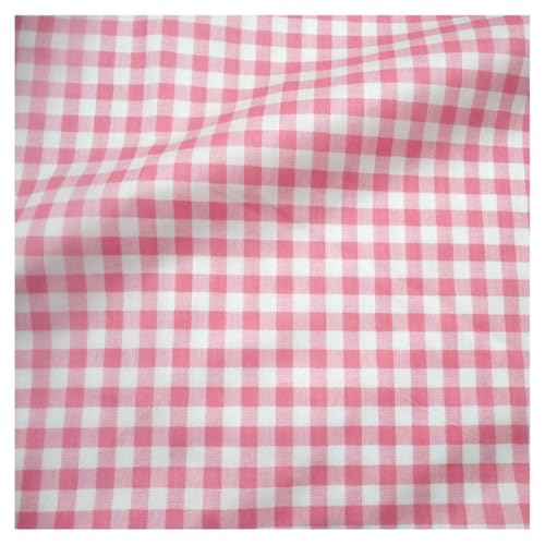 AMateschitz 1.6M Breit Karierter Baumwollstoff Karo Baumwolltuch Rein Baumwolle Stoffe Stoffpakete Patchwork Meterware für Nähe Quilten Basteln Tischtuch Bettwäsche Kleidung Zubehör Rosa 500x160cm von AMateschitz