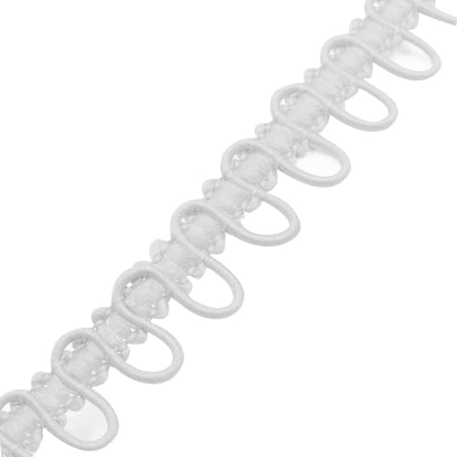 AMateschitz Elastisches Knopfloch 1.7CM Spitzen-Stretch-Knopfloch-Ornament Knopflochband Zopfborte Mit Knopfschlaufen Nähornament Stretchband Für Kostüm Nähen Hochzeitskleider DIY Weiß 25 Yard von AMateschitz