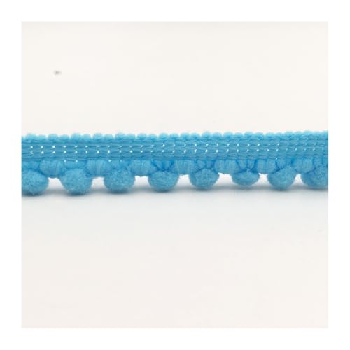 AMateschitz Mini Pomponborte Bommelborte Dekoband Pompoms Bänder zum Nähen Pom Poms Bälle Fransenbesatz Bommelband Pomponband Spitzenband für DIY Basteln Kleidung Zuhause Vorhang Himmelblau 20 Yard von AMateschitz