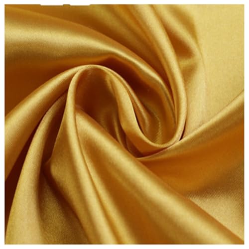 AMateschitz Satin-Stoff Stofffutter Futterstoff Meterware Weiches Polyester Stoff Baumwollstoff Stoff zum Nähen Einfarbig in 28 Farben für Kleider Jacken Mäntel Hosen Röcke Möbel Golden 10M*1.5M von AMateschitz