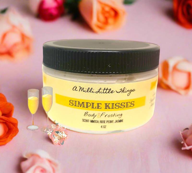 Simple Kisses Body Frosting |Körpercreme|Sheabutter|Kakaobutter|Weihnachtsgeschenk|Trockene Haut| Feuchtigkeitscreme| Gepeitschte Shea von AMilliLittleThings