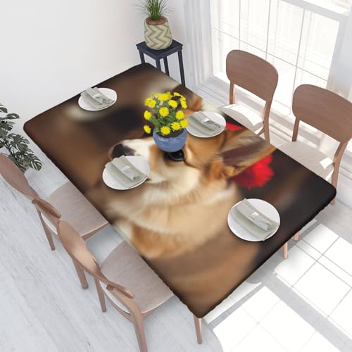 ANABPRMA Süße Corgi Tischdecke, wasserdicht, öldicht, quadratisch, leicht zu reinigen, für Esszimmer und Partys von ANABPRMA