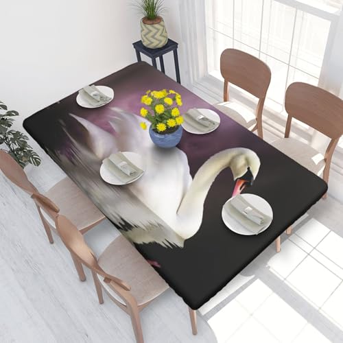 ANABPRMA White Swan Tischdecke, wasserdicht, öldicht, quadratisch, leicht zu reinigen, für Esszimmer und Partys, 122 x 76 cm von ANABPRMA