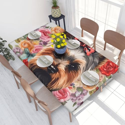 ANABPRMA Yorkie Tischdecke, wasserdicht, 122 x 76 cm, öldicht, quadratisch, leicht zu reinigen, für Esszimmer und Partys von ANABPRMA