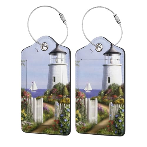 Lighthouse Diamond Painting Leder Gepäckanhänger mit Edelstahlring Wasserdicht Kratzfest Reiseanhänger mit Sichtschutz (1/2/4 Stück) von ANABPRMA