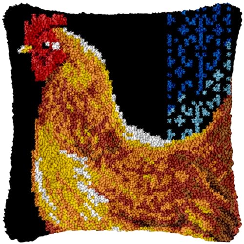 ANALTIRCE Knüpfkissen-Set, Kissen – Tier-Huhn, Diy-Knoten-Kissenpaket, Knüpfset, Kissen-Kissenbezug-Set Für Handarbeiten, Heim-Bastelsets, Sofa-Dekoration, Wie Abgebildet, 17 X 17 Zoll/43 X 43 Cm von ANALTIRCE